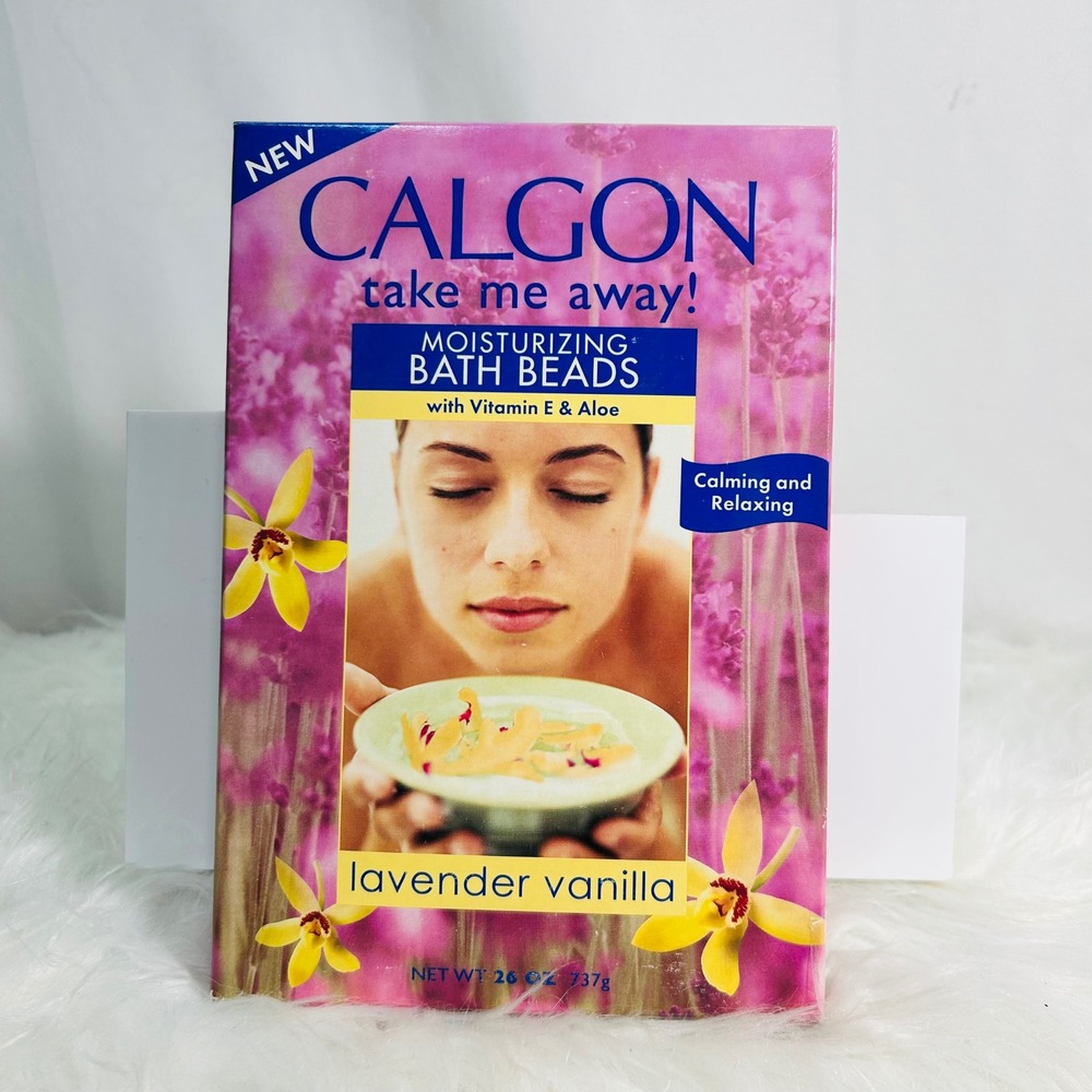 Vintage  Calgon Take  Me Away Lavender Vanilla Moisturizing Bath Beads‎ 26oz New